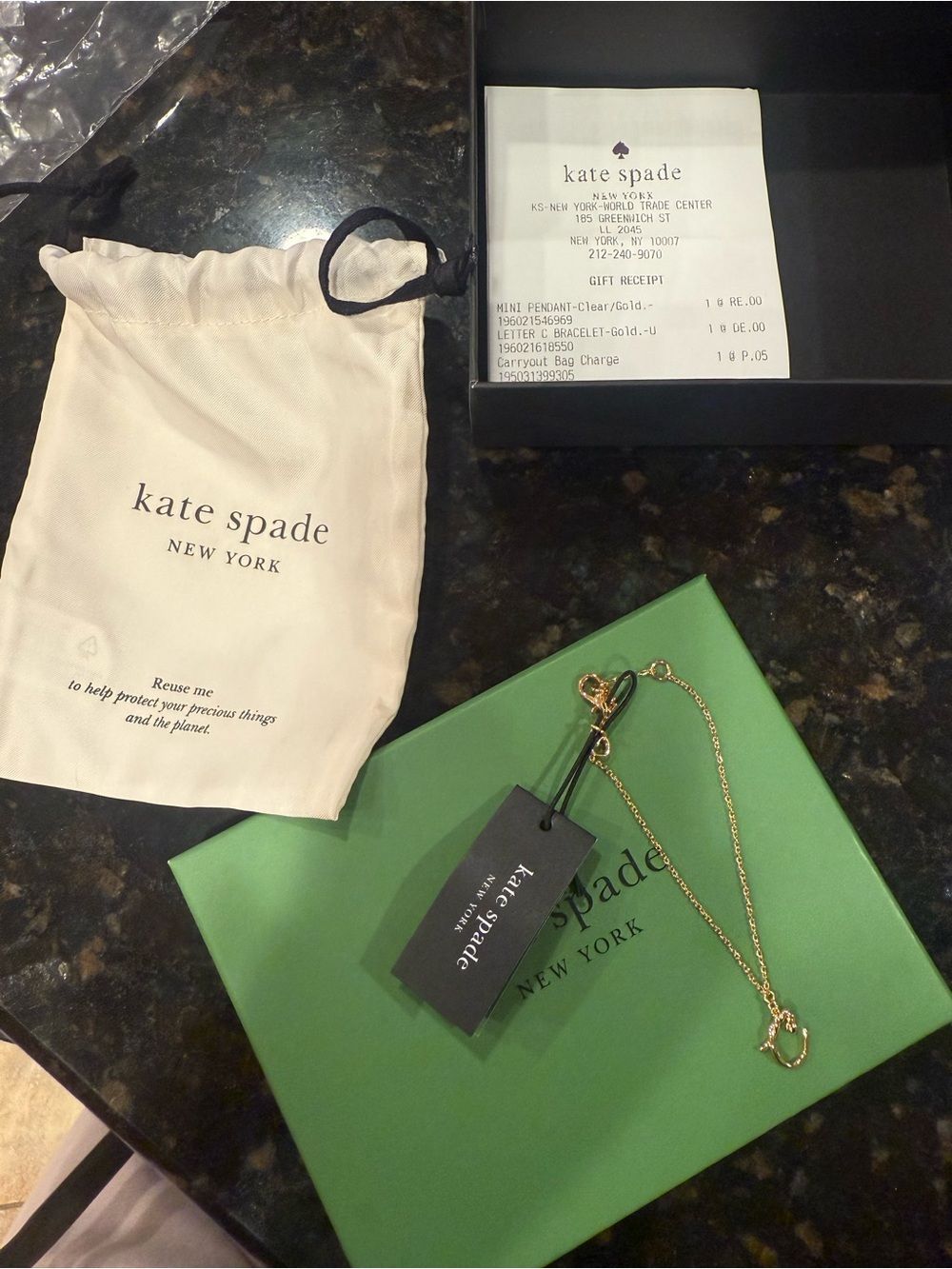 NWT kate spade Gold Initial C bracelet - Picture 4 of 4